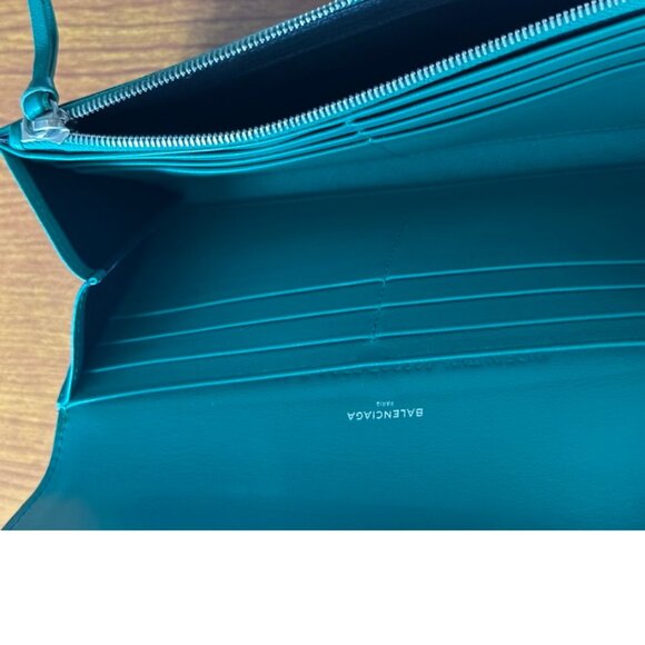 Balenciaga | Papier Long Leather Envelope Wallet in Teal Green - Picture 7 of 11